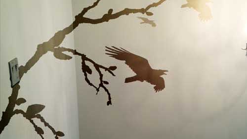 cut vinyl wall graphics bird & tree silhouette